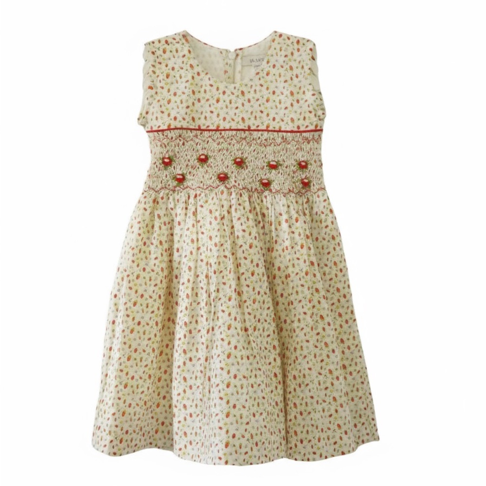 Hand Embroidered Dress with Red Accents